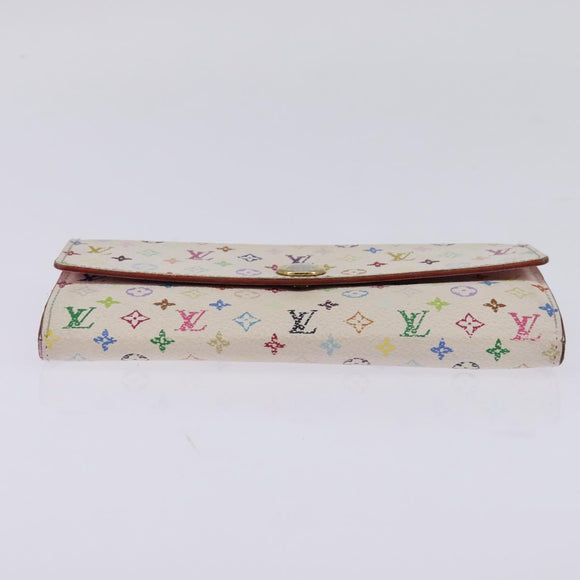 LOUIS VUITTON Multicolor Portefeuille Sarah Wallet White M93532 LV Auth BA6480