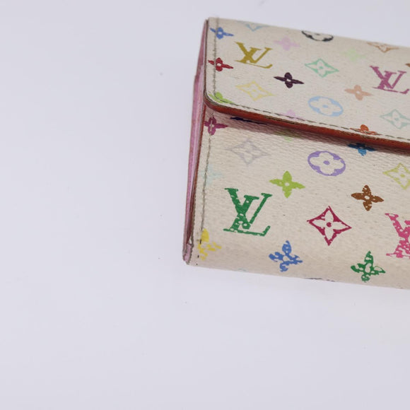 LOUIS VUITTON Multicolor Portefeuille Sarah Wallet White M93532 LV Auth BA6480