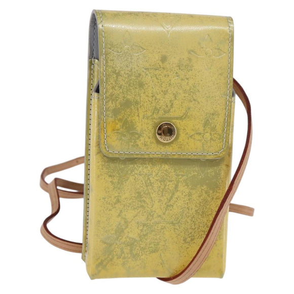 LOUIS VUITTON Monogram Vernis Green Cigarette Case Gris LV Auth BA6481