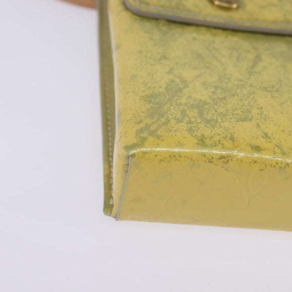 LOUIS VUITTON Monogram Vernis Green Cigarette Case Gris LV Auth BA6481