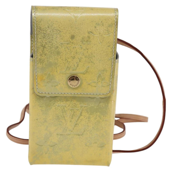 LOUIS VUITTON Monogram Vernis Green Cigarette Case Gris LV Auth BA6481
