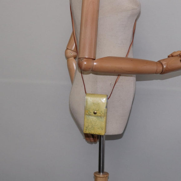 LOUIS VUITTON Monogram Vernis Green Cigarette Case Gris LV Auth BA6481