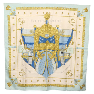 HERMES Carre 90 Scarf ""VUE DU CARROSSE DE LA GALERE LA REALE"" Silk Auth BA6484