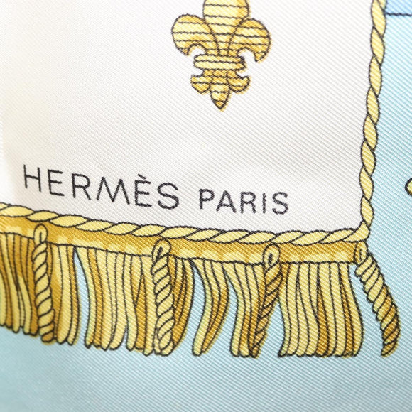 HERMES Carre 90 Scarf ""VUE DU CARROSSE DE LA GALERE LA REALE"" Silk Auth BA6484