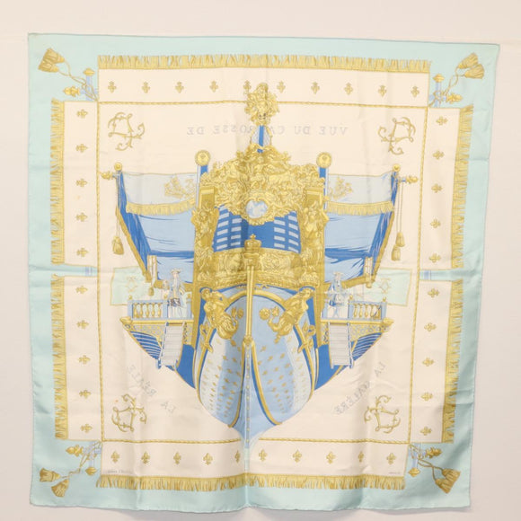 HERMES Carre 90 Scarf ""VUE DU CARROSSE DE LA GALERE LA REALE"" Silk Auth BA6484
