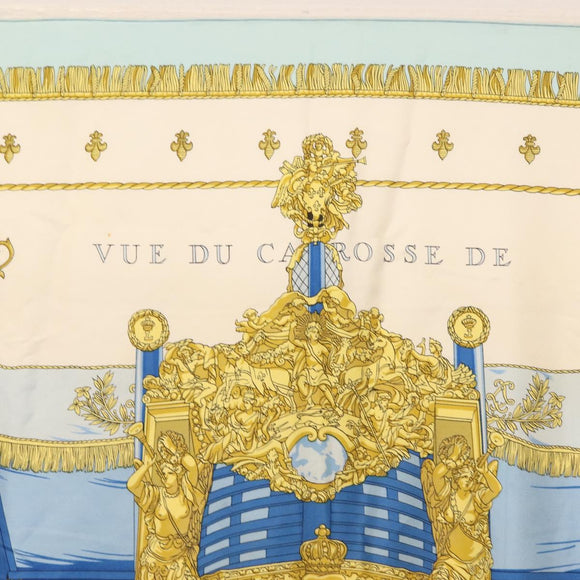 HERMES Carre 90 Scarf ""VUE DU CARROSSE DE LA GALERE LA REALE"" Silk Auth BA6484