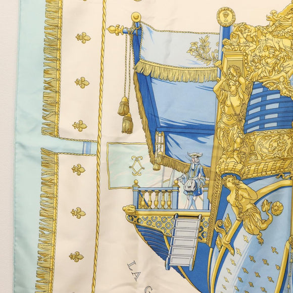 HERMES Carre 90 Scarf ""VUE DU CARROSSE DE LA GALERE LA REALE"" Silk Auth BA6484