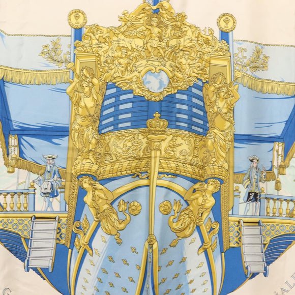 HERMES Carre 90 Scarf ""VUE DU CARROSSE DE LA GALERE LA REALE"" Silk Auth BA6484