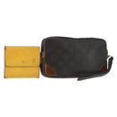 LOUIS VUITTON Epi Monogram Clutch Bag 2Set Yellow LV Auth BA6487-1