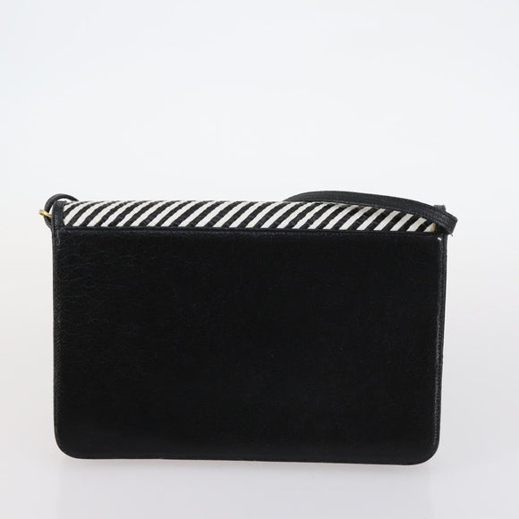 BALLY Bag Canvas Leather 3Set Black Beige Auth BA6489