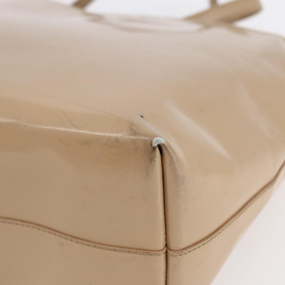PRADA Tote Bag Enamel Beige Auth BA6491