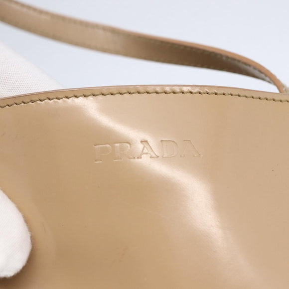 PRADA Tote Bag Enamel Beige Auth BA6491