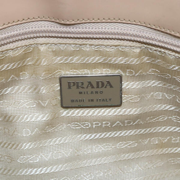 PRADA Tote Bag Enamel Beige Auth BA6491