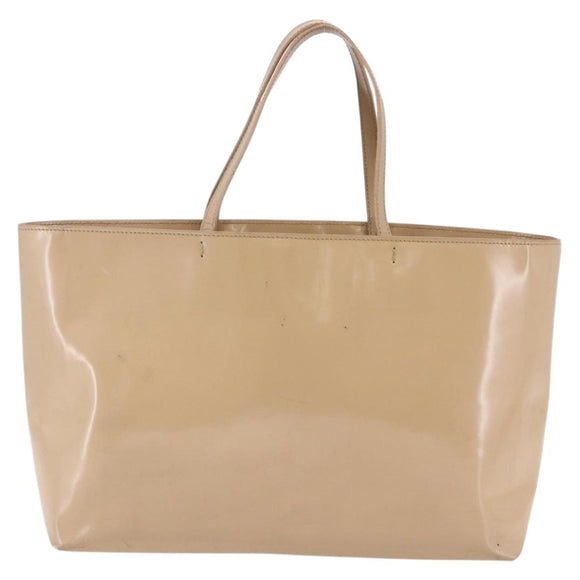 PRADA Tote Bag Enamel Beige Auth BA6491