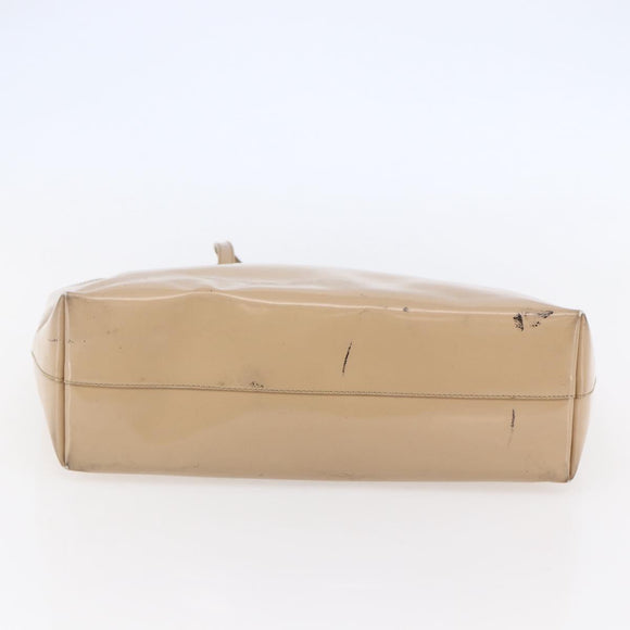 PRADA Tote Bag Enamel Beige Auth BA6491