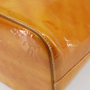 LOUIS VUITTON Monogram Vernis Houston Hand Bag Lime Yellow M91055 LV Auth BA6520-16