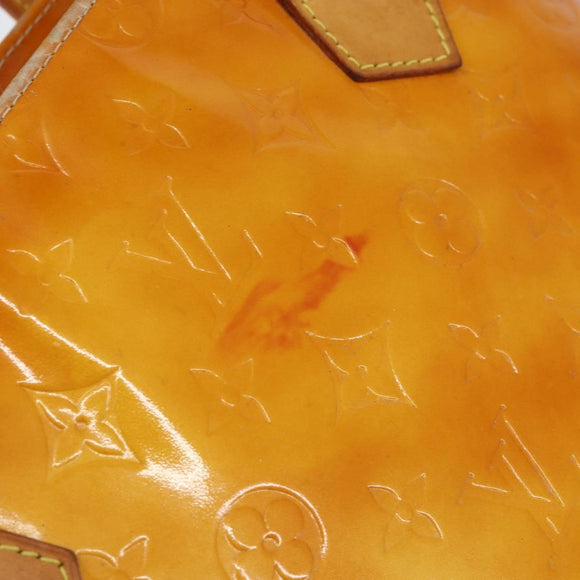 LOUIS VUITTON Monogram Vernis Houston Hand Bag Lime Yellow M91055 LV Auth BA6520