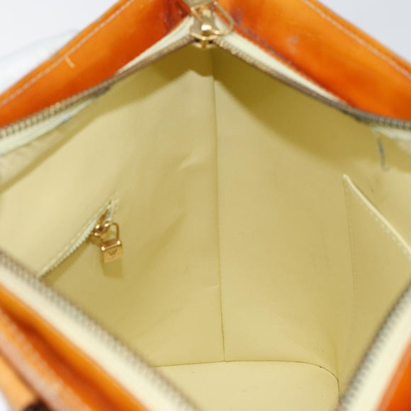 LOUIS VUITTON Monogram Vernis Houston Hand Bag Lime Yellow M91055 LV Auth BA6520