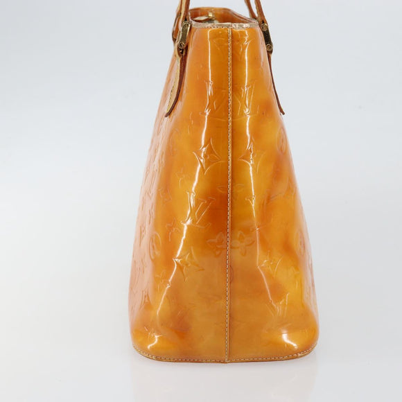 LOUIS VUITTON Monogram Vernis Houston Hand Bag Lime Yellow M91055 LV Auth BA6520