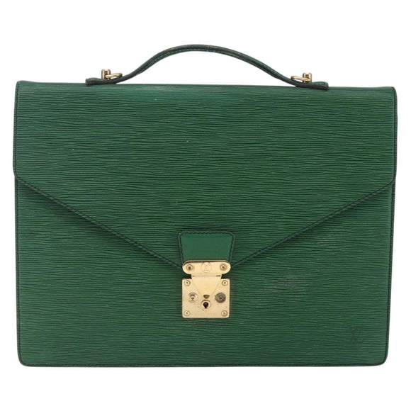 LOUIS VUITTON Epi Porte Documents Bandouliere Briefcase Green M54464 Auth BA6530