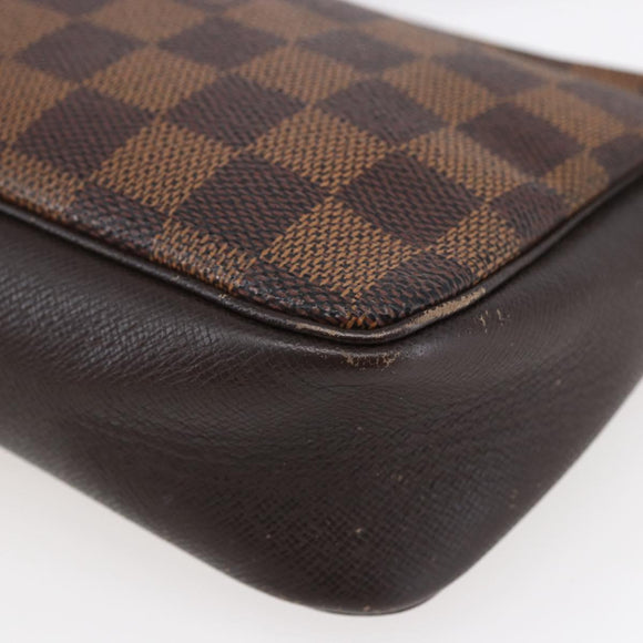 LOUIS VUITTON Damier Ebene Trousse Makeup Pouch N51982 LV Auth BA6543