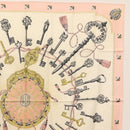HERMES Carre 90 Scarf ""les cles key"" Silk Pink Auth BA6545-3