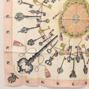 HERMES Carre 90 Scarf ""les cles key"" Silk Pink Auth BA6545-4