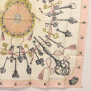HERMES Carre 90 Scarf ""les cles key"" Silk Pink Auth BA6545-5