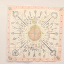 HERMES Carre 90 Scarf ""les cles key"" Silk Pink Auth BA6545-9