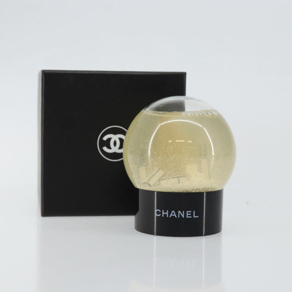 CHANEL Snow Globe Glass Clear CC Auth BA6546