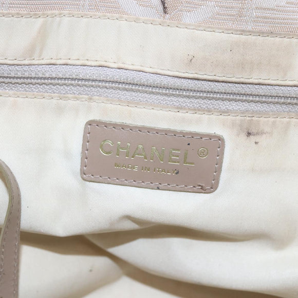 CHANEL New Travel Line Tote Bag Nylon Pink Silver CC Auth BA6548