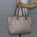 CHANEL New Travel Line Tote Bag Nylon Pink Silver CC Auth BA6548-23