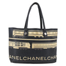 CHANEL Central Station Tote Bag PVC Canvas Black Silver CC Auth BA6549-1