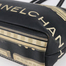 CHANEL Central Station Tote Bag PVC Canvas Black Silver CC Auth BA6549-9