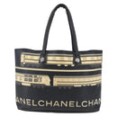 CHANEL Central Station Tote Bag PVC Canvas Black Silver CC Auth BA6549-13
