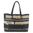 CHANEL Central Station Tote Bag PVC Canvas Black Silver CC Auth BA6549-2