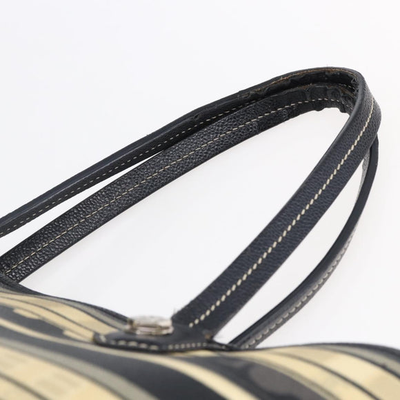 CHANEL Central Station Tote Bag PVC Canvas Schwarz Silber CC Auth BA6549