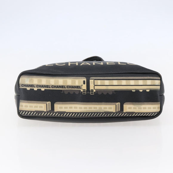 CHANEL Central Station Tote Bag PVC Canvas Black Silver CC Auth BA6549