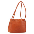CHANEL COCO Mark Shoulder Bag Leather Orange CC Auth BA6550-1