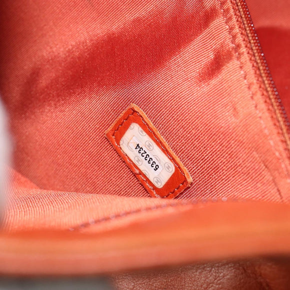 CHANEL COCO Mark Shoulder Bag Leather Orange CC Auth BA6550