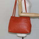 CHANEL COCO Mark Shoulder Bag Leather Orange CC Auth BA6550-21