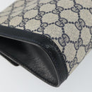GUCCI GG Supreme Sherry Line Clutch Bag PVC Navy Gold 89 01 006 Auth BA6557-16