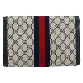 GUCCI GG Supreme Sherry Line Clutch Bag PVC Navy Gold 89 01 006 Auth BA6557 - 0