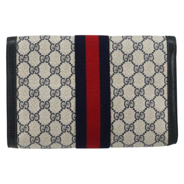GUCCI GG Supreme Sherry Line Clutch Bag PVC Navy Gold 89 01 006 Auth BA6557 - 0