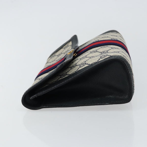 GUCCI GG Supreme Sherry Line Clutch Bag PVC Navy Gold 89 01 006 Auth BA6557