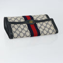 GUCCI GG Supreme Sherry Line Clutch Bag PVC Navy Gold 89 01 006 Auth BA6557-5