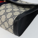 GUCCI GG Supreme Sherry Line Clutch Bag PVC Navy Gold 89 01 006 Auth BA6557-7