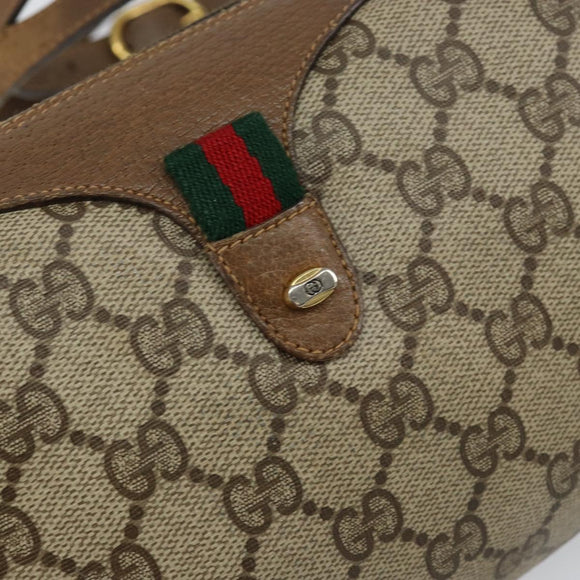 GUCCI GG Supreme Web Sherry Line Bag PVC Beige Gold 89 02 018 Auth BA6558