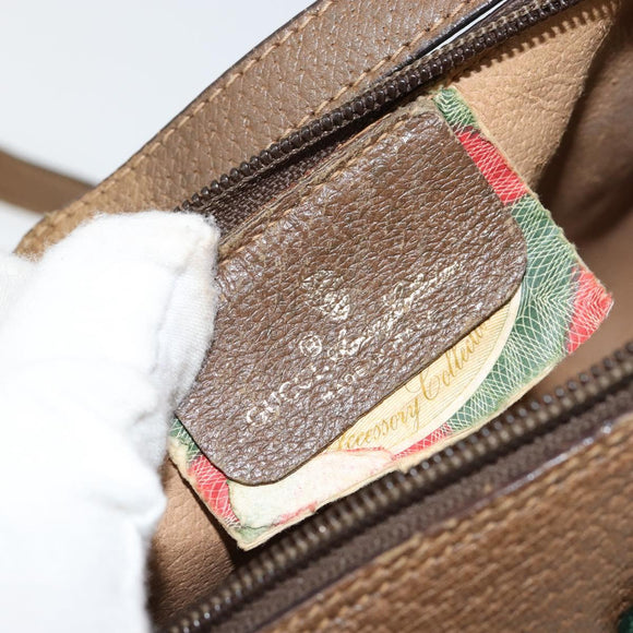 GUCCI GG Supreme Web Sherry Line Bag PVC Beige Gold 89 02 018 Auth BA6558