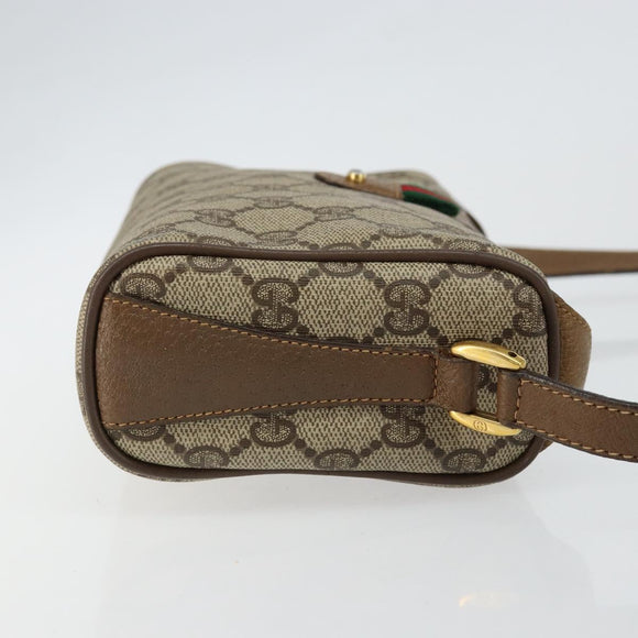 GUCCI GG Supreme Web Sherry Line Bag PVC Beige Gold 89 02 018 Auth BA6558